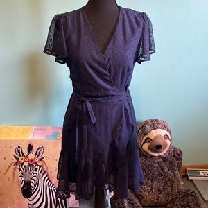 NWT Francesca’s Small Navy Blue Wrap Dress